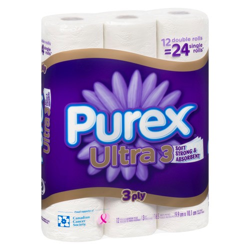 Purex Toilet Paper 3 Ply 12 Double Rolls x 165 Sheets 