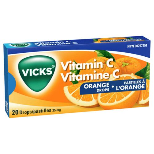 Vicks Throat Drops Orange Vitamin C 20 Pastilles