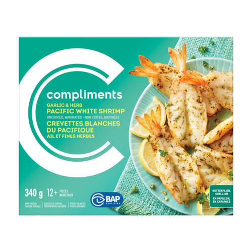 Compliments Shrimp Pacific White Garlic & Herb 340 g (frozen)