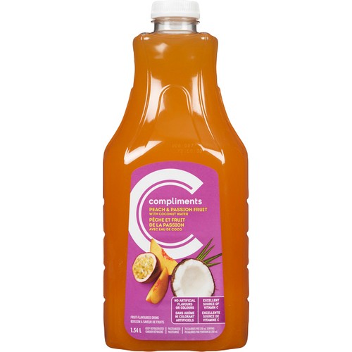 Compliments Juice Peach Passion Fruit Coconut Blend 1.54 L (bottle)