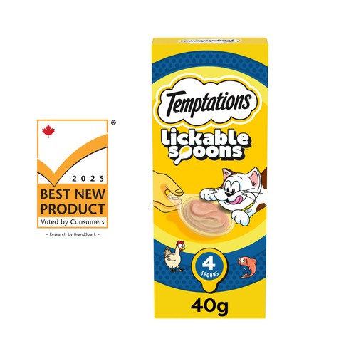 Temptations Lickable Spoons Adult Cat Treats Tasty Chicken & Savoury Salmon 40 g
