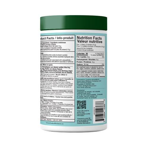 Great Lakes Wellness Collagen Peptides Powder Unflavoured 227 g