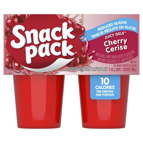 Snack Pack Juicy Gels Reduced Sugar Cherry 4 x 92 g