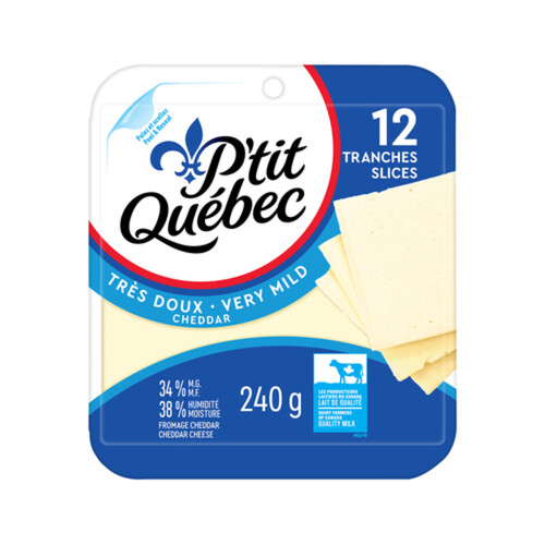 P'tit Quebec Sliced Cheese White Cheddar Mild 12 Slices 240 g