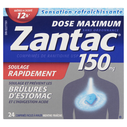 Zantac Maximum Strength 150 mg Cool Mint 24 Tablets