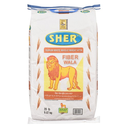 Sher Durum White Whole Wheat Atta 9.07 KG