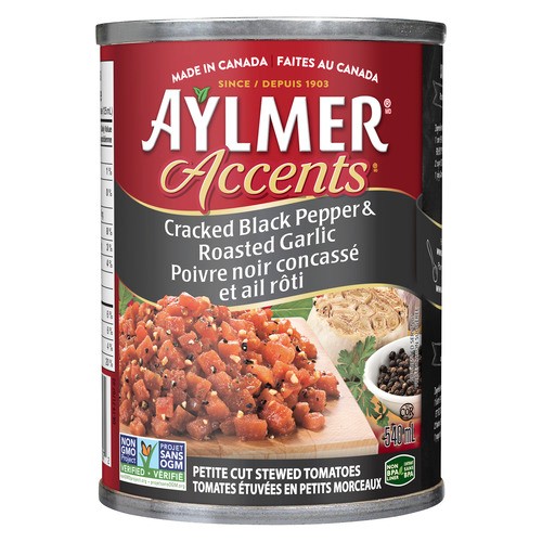 Aylmer Accents Stewed Tomatoes Garlic & Black Pepper 540 ml