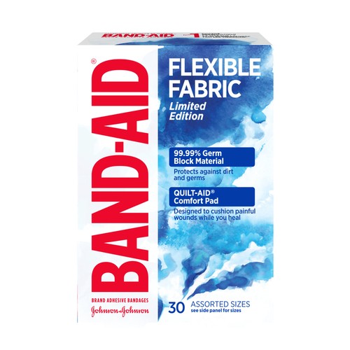 Band-Aid Flexible Fabric Bandages Water Colour Design Assorted Sizes 30 Count