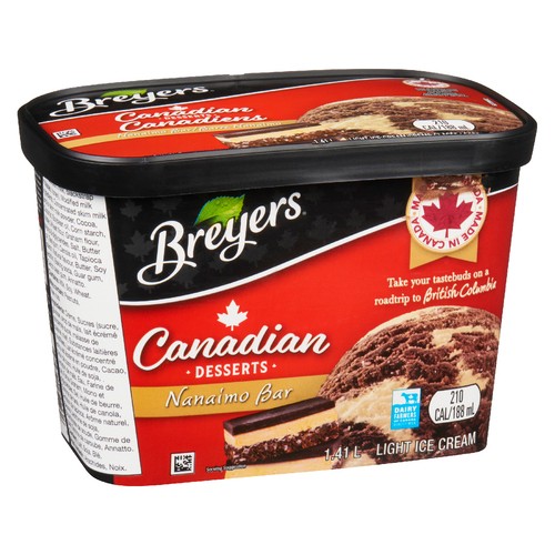 Breyers Canadian Desserts Nanaimo Bar Light Ice Cream Locally Inspired 1.41 L