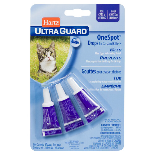 Hartz UltraGuard OneSpot Flea Drops for Cats 3 x 1 ml