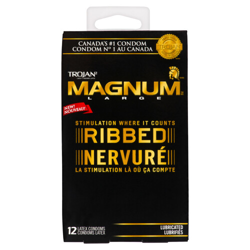 Trojan Condoms Magnum Ribbed 12 Count
