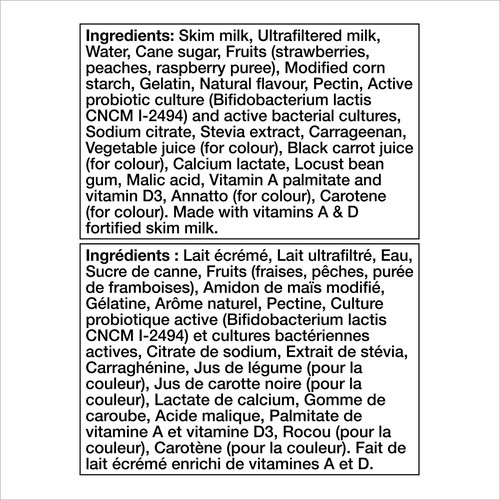 Activia Fat-Free 0% Probiotics Yogurt Vanilla Strawberry Peach Raspberry Value Size 12 x 100 g