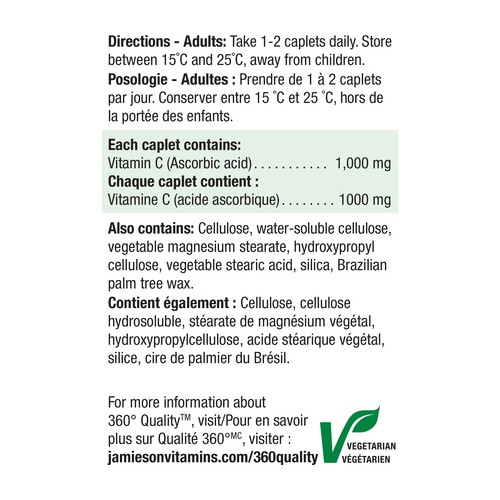 Jamieson Timed Release Vitamin C 1000 mg Caplets 100 Count