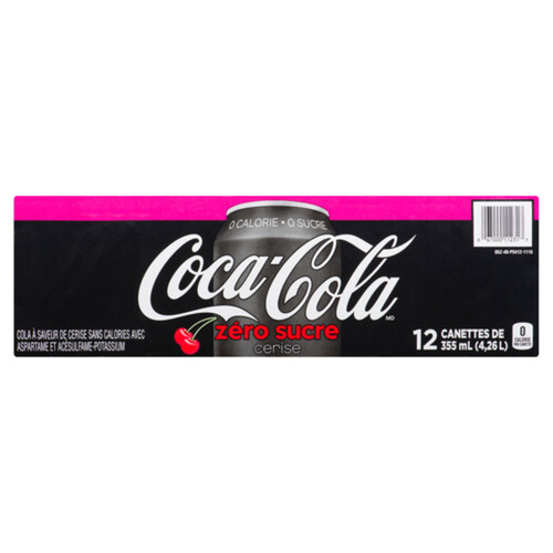 Coca-Cola Zero Sugar Soft Drink Cherry 12 x 355 ml (cans)