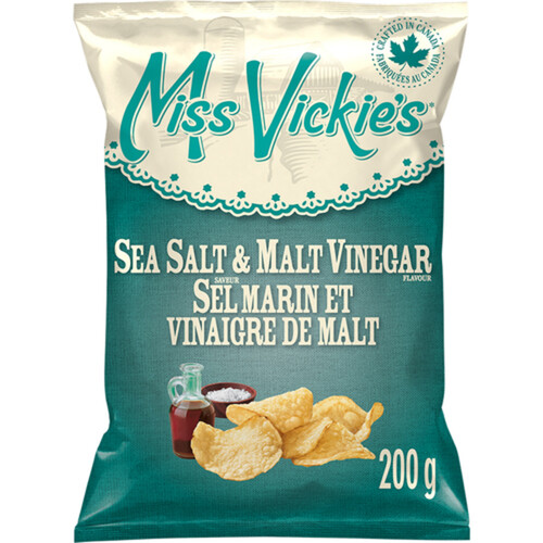 Miss Vickie's Sea Salt & Malt Vinegar Flavour Kettle Cooked Potato Chips 200 g