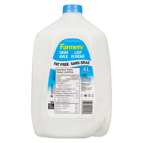 Farmers Fat Free Milk Jug  Skim 4 L