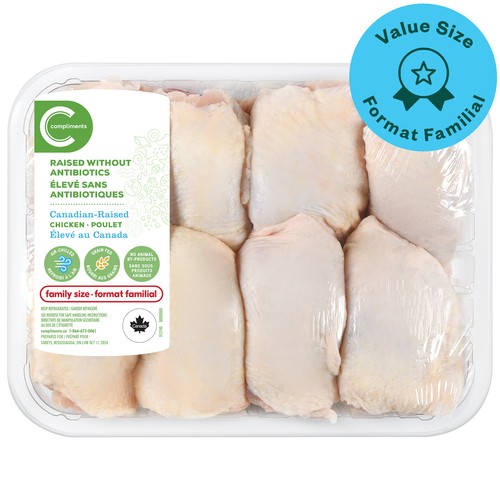 Compliments Raised Without Antibiotics Fresh Chicken Thigh Bone In Value Size
