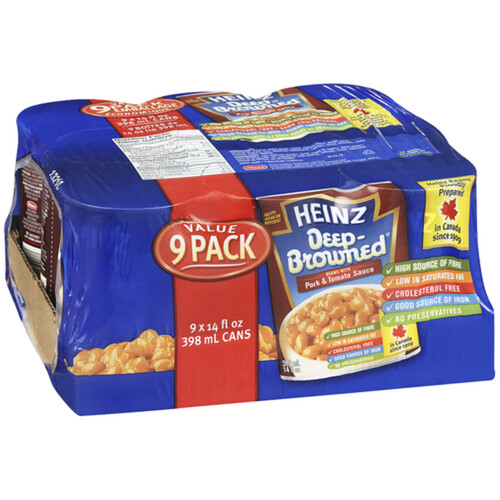 Heinz Beans Deep-Browned with Pork & Tomato Sauce 9 x 398 ml