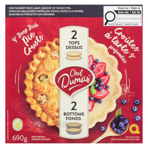 Chef Dumas 9 Inches Deep Dish Pie Crusts 690 g (frozen)