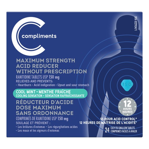 Compliments Antacids Tablets 150 mg Cool Mint 24 EA