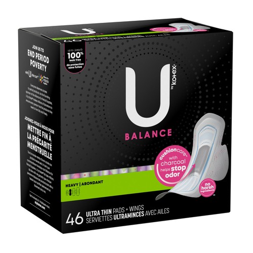 U by Kotex Balance Ultra Thin Pads with Wings Heavy Absorbency 46 Count