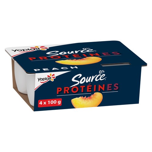 Yoplait Source 0% Yogurt Protein Peach 4 x 100 g