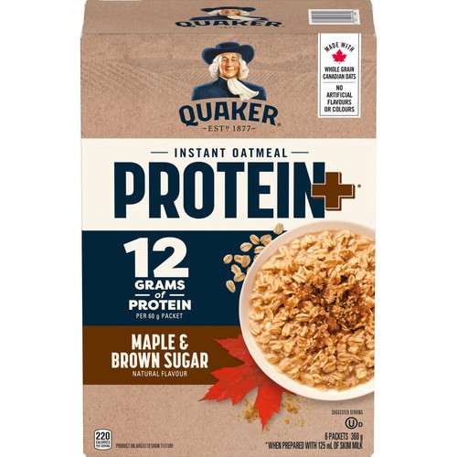 Quaker Protein+ Instant Oatmeal Maple And Brown Sugar 6 Packets 360 g