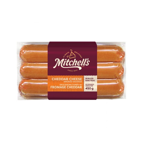 Mitchell's Smoked Sausages Cheddar Cheese Skinless 450 g