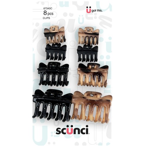 Scunci Claw Clips Assorted Size 8 Count