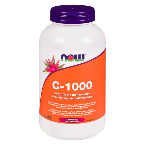 Now C1000 With 100 mg Bioflavonoids Vegetable Capsules 250 Count