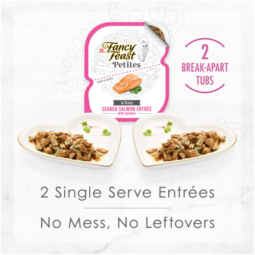 Fancy Feast Petites Wet Cat Food Seared Salmon Entrée with Spinach in Gravy 79.4g