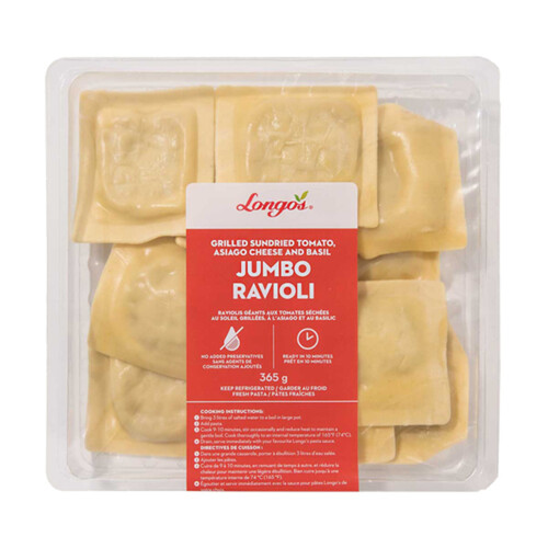 Longo's Ravioli Asiago Cheese & Basil Grilled Sundried Tomato Jumbo 365 g