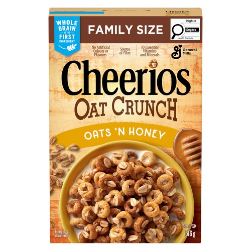 Cheerios Cereal Oat Crunch Oats 'N Honey Family Size 516 g