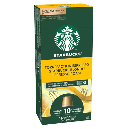 Starbucks Nespresso Coffee Pods Blonde Espresso Roast 10 Capsules 53 g