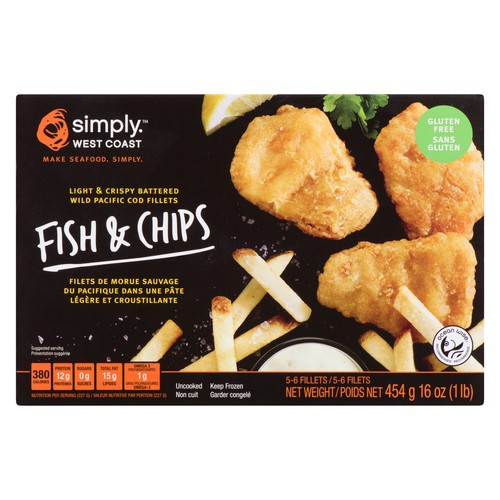 Simply West Frozen Coast Fish & Chips 454 g