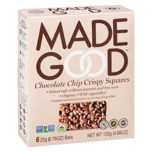 Made Good Organic Rice Crispy Squares Chocolate Chips 132 g