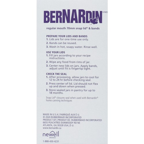 Bernardin Lids Regular Mouth 12 Lids & Bands