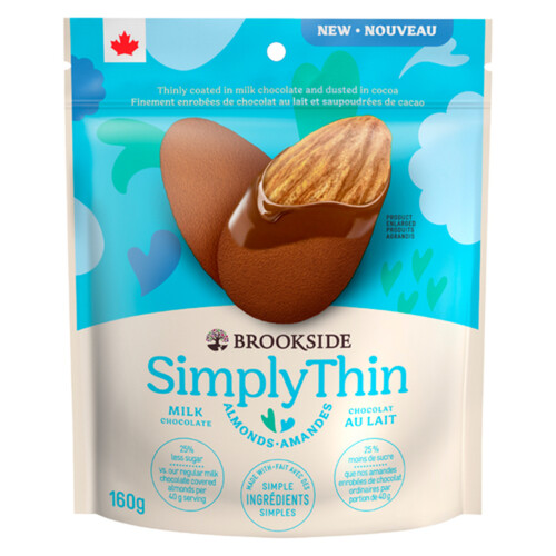 Brookside Simply Thin Milk Chocolate Covered Almonds 160 g