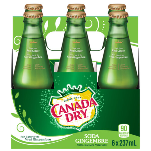 Canada Dry Soft Drink Ginger Ale 6 x 237 ml (bottles)