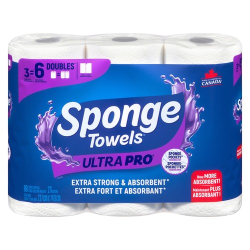 Sponge Towels Paper Towel Ultra Pro 2-Ply 3 Double Rolls x 88 Sheets