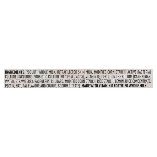 Iögo  2.8% Yogurt Fruit On The Bottom Strawberry-Raspberry & Strawberry-Rhubarb 12 x 95 g