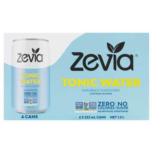 Zevia Tonic Water Naturally Flavoured 6 x 222 ml (cans)