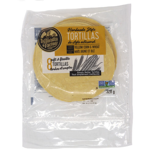La Tortilla Factory Hand Made Style Yellow Corn and Wheat Tortillas 6-inch 328 g