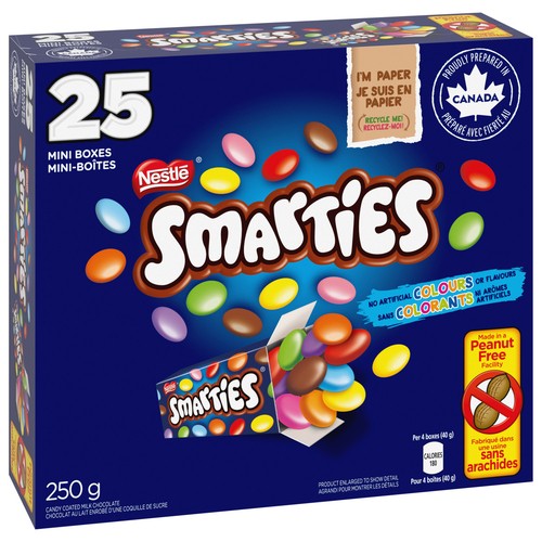 Smarties Peanut-Free Chocolate Mini Boxes 25 Count 250 g