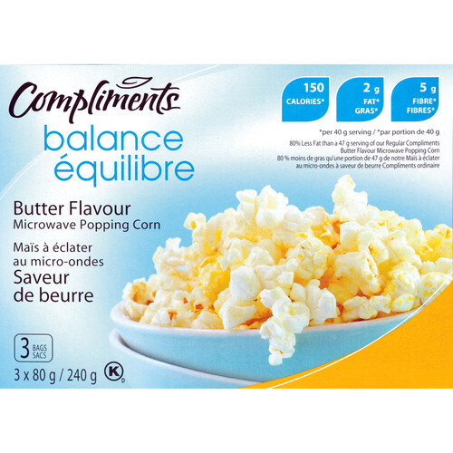 Compliments Balance Microwave Popping Corn Butter 3 x 80 g 