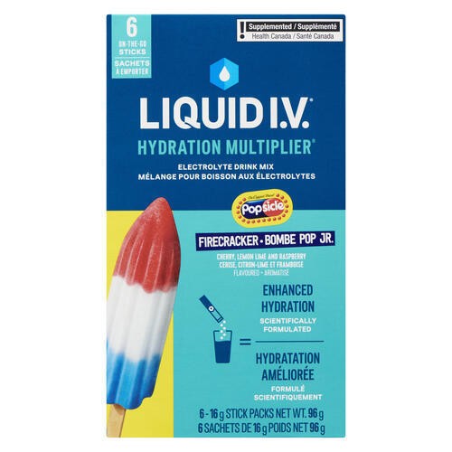 Liquid IV Electrolyte Drink Mix Hydration Multiplier Popsicle Firecracker 6 x 16 g