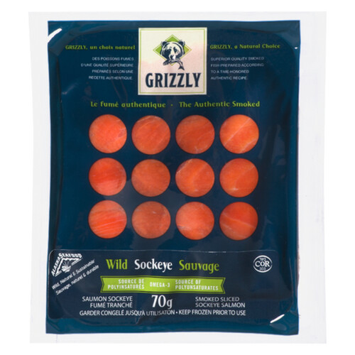 Grizzly Sockeye Frozen Salmon Smoked 70 g