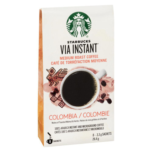 Starbucks Via Instant Coffee Colombia 8 Sachets 26.4 g