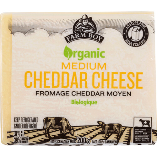 Farm Boy Organic Cheese Medium Cheddar 200 g