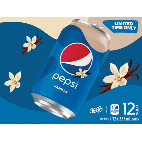 Pepsi Soft Drink Vanilla 12 x 355 ml (cans)